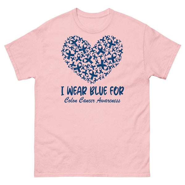 Colon Cancer I Wear Blue Heart Tee - JohnVsGBMLight PinkS