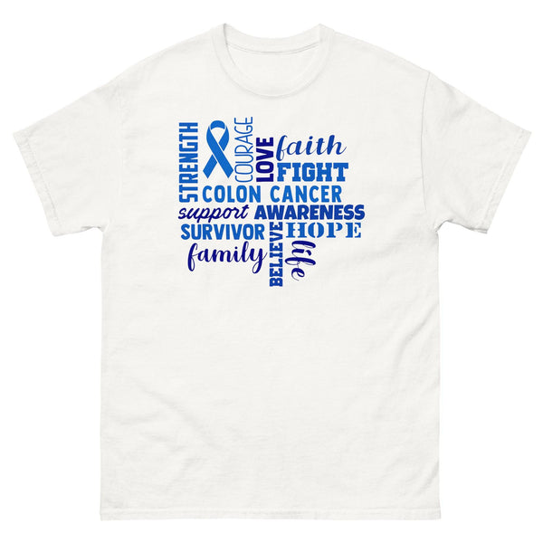 Colon Cancer Love Faith Strength Tee - JohnVsGBMWhiteS