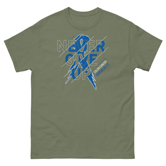 Colon Cancer Never Give Up Tee - JohnVsGBMMilitary GreenS