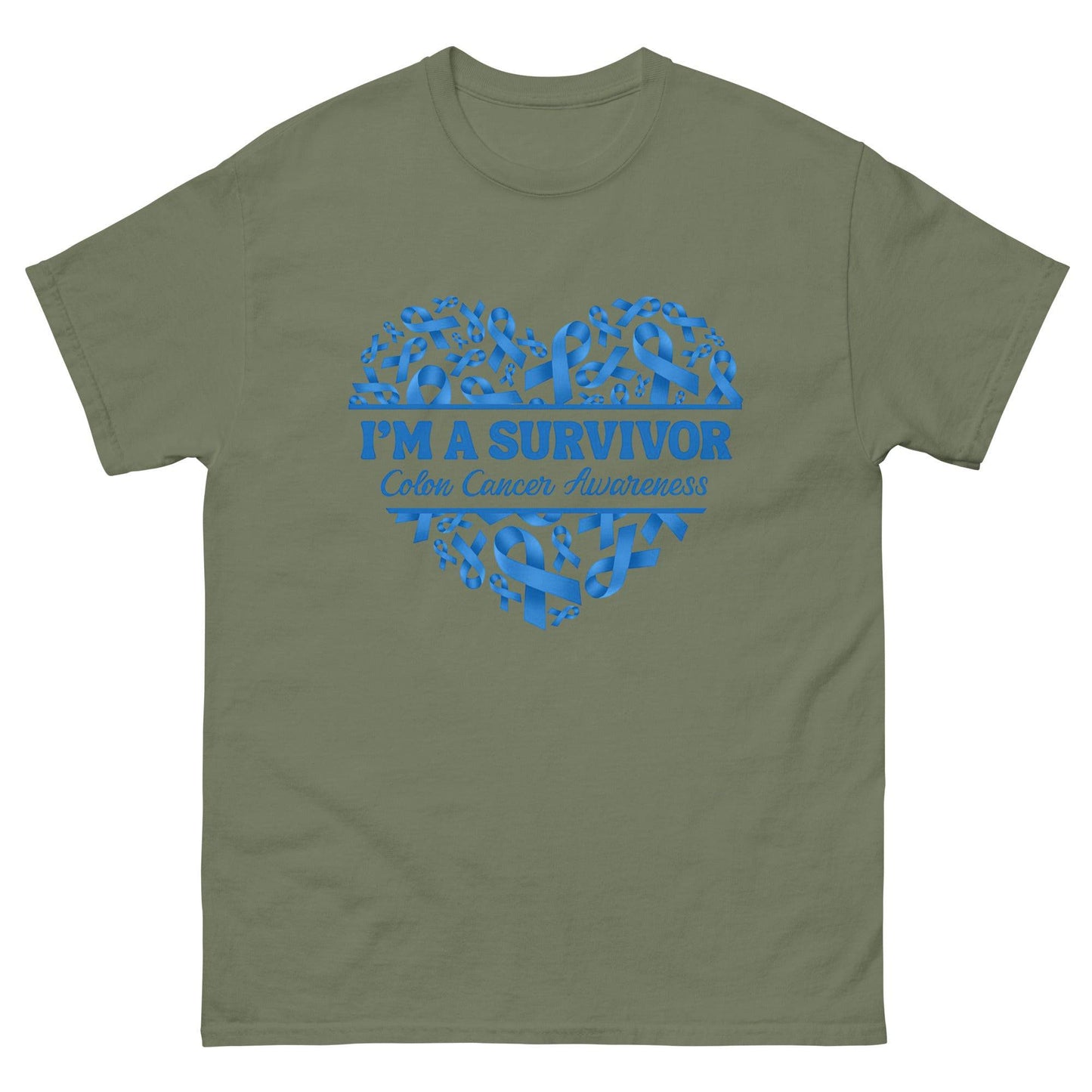 Colon Cancer Survivor Heart Tee - JohnVsGBMMilitary GreenS