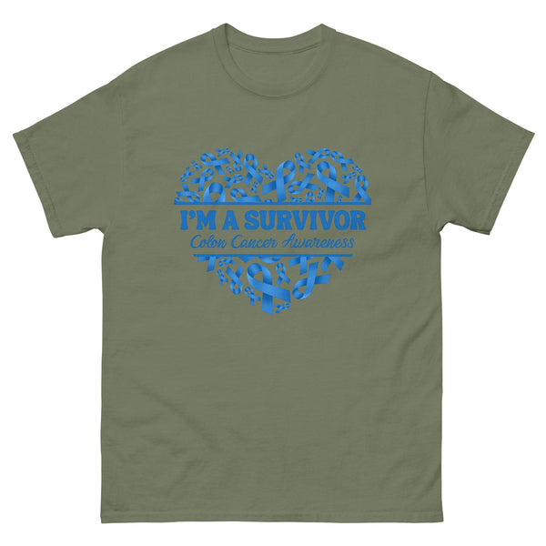 Colon Cancer Survivor Heart Tee - JohnVsGBMMilitary GreenS