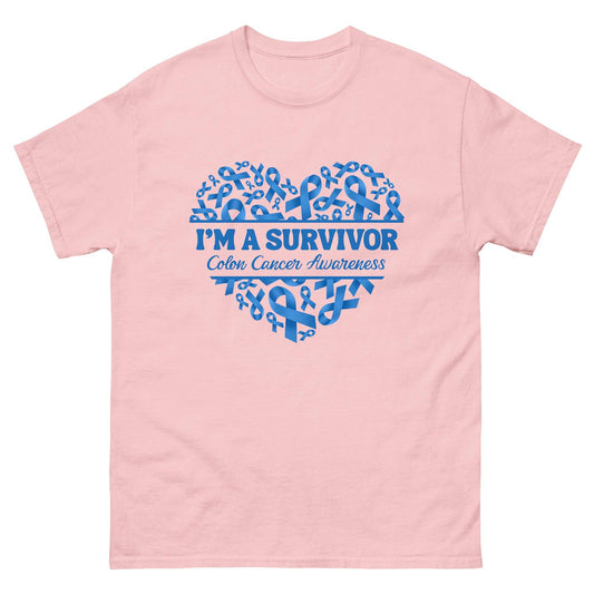 Colon Cancer Survivor Heart Tee - JohnVsGBMLight PinkS