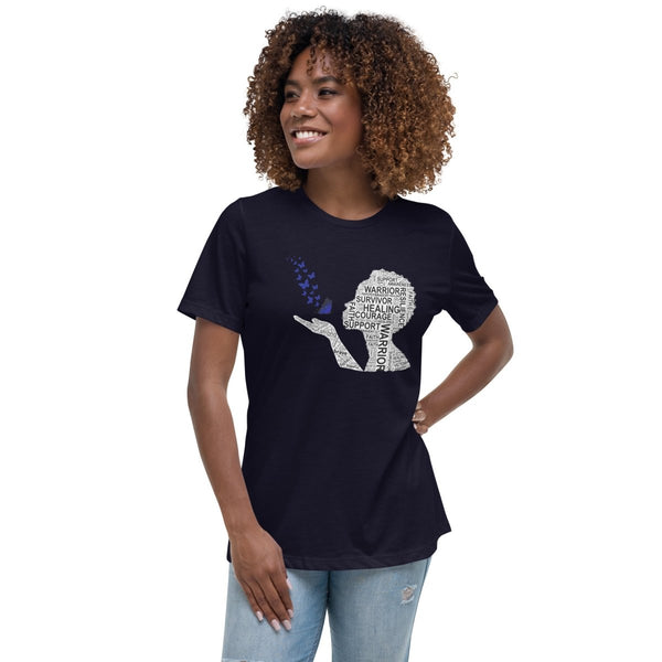 Colon Cancer Women's Butterfly Tee - JohnVsGBMNavyS