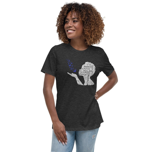 Colon Cancer Women's Butterfly Tee - JohnVsGBMDark Grey HeatherS