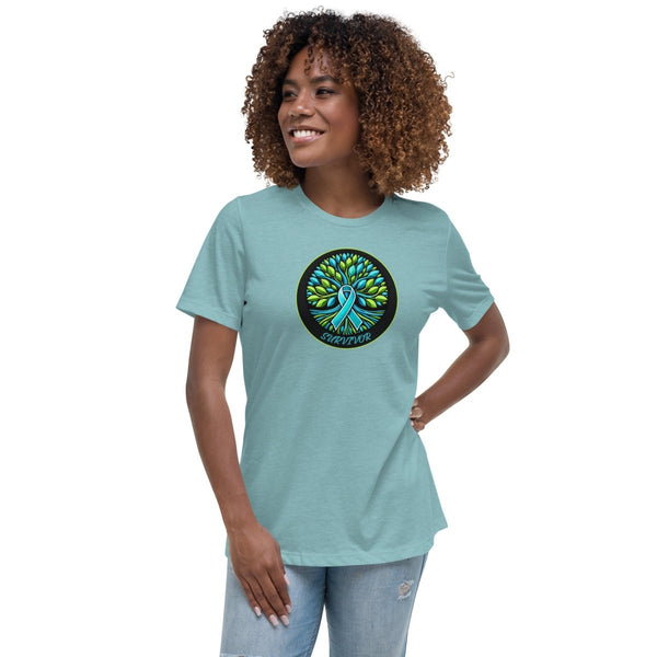 Colon Cancer Women's Tree of Life Tee - JohnVsGBMHeather Blue LagoonS