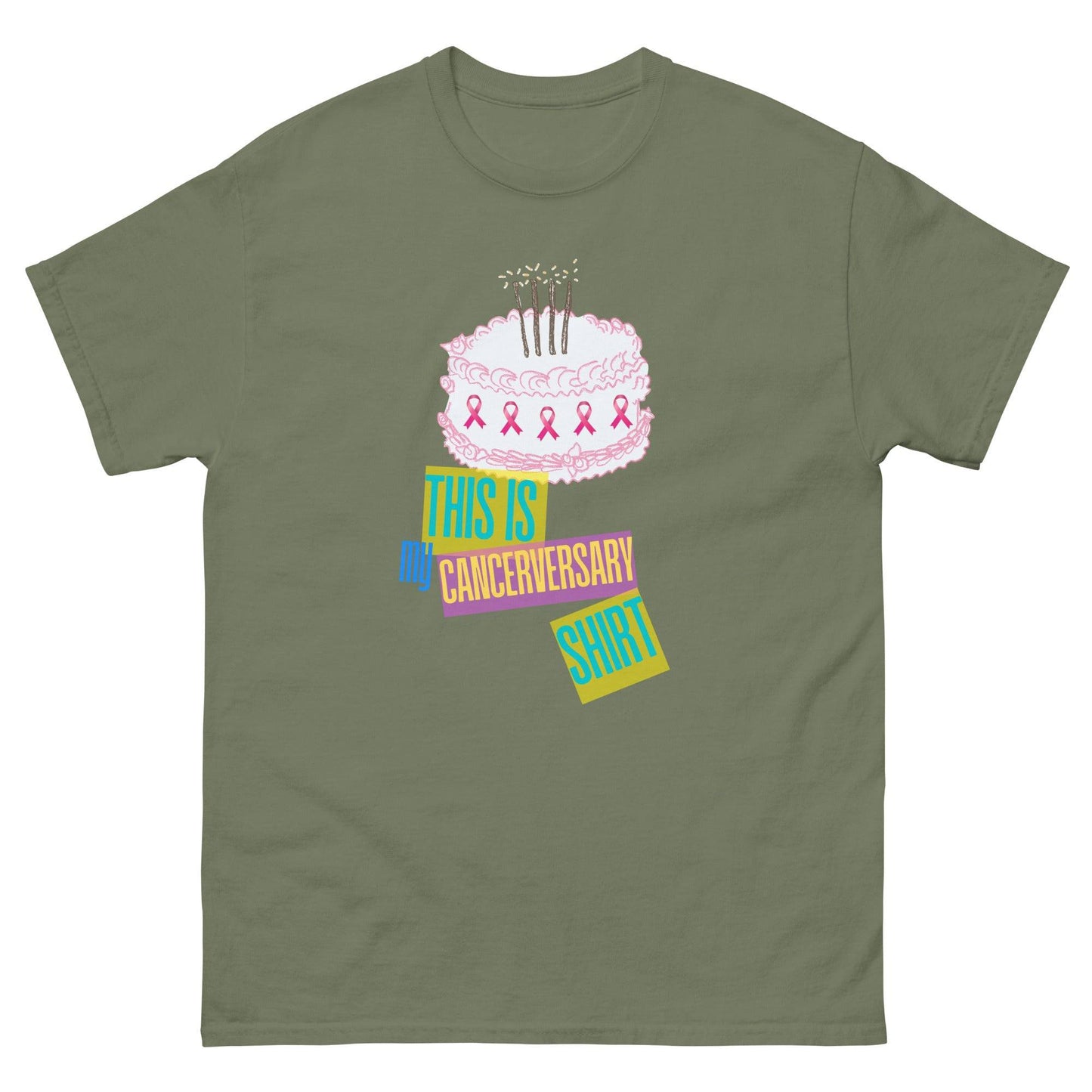 Customizable Cancer - Anniversary Cake Tee - JohnVsGBMMilitary GreenS