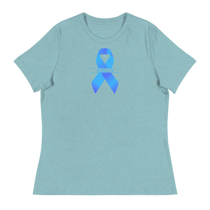 Customizable Cancer Ribbon Blue Womens Tee - JohnVsGBMHeather Blue LagoonS