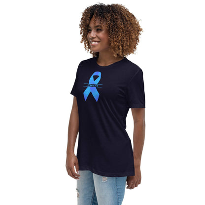 Customizable Cancer Ribbon Blue Womens Tee - JohnVsGBMNavyS