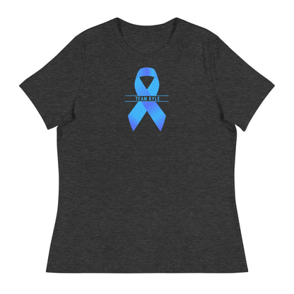 Customizable Cancer Ribbon Blue Womens Tee - JohnVsGBMDark Grey HeatherS