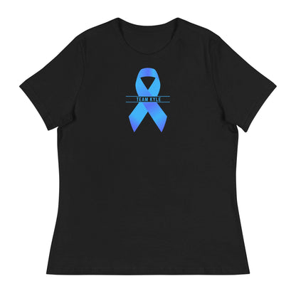 Customizable Cancer Ribbon Blue Womens Tee - JohnVsGBMBlackS