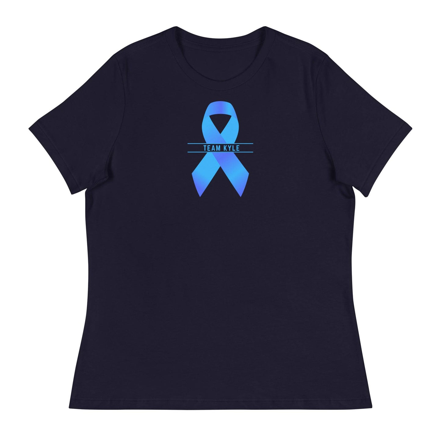 Customizable Cancer Ribbon Blue Womens Tee - JohnVsGBMNavyS