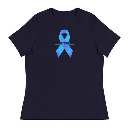 Customizable Cancer Ribbon Blue Womens Tee - JohnVsGBMNavyS