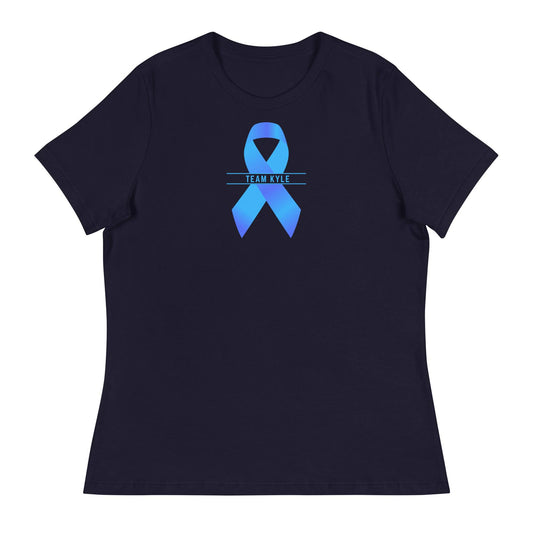 Customizable Cancer Ribbon Blue Womens Tee - JohnVsGBMNavyS