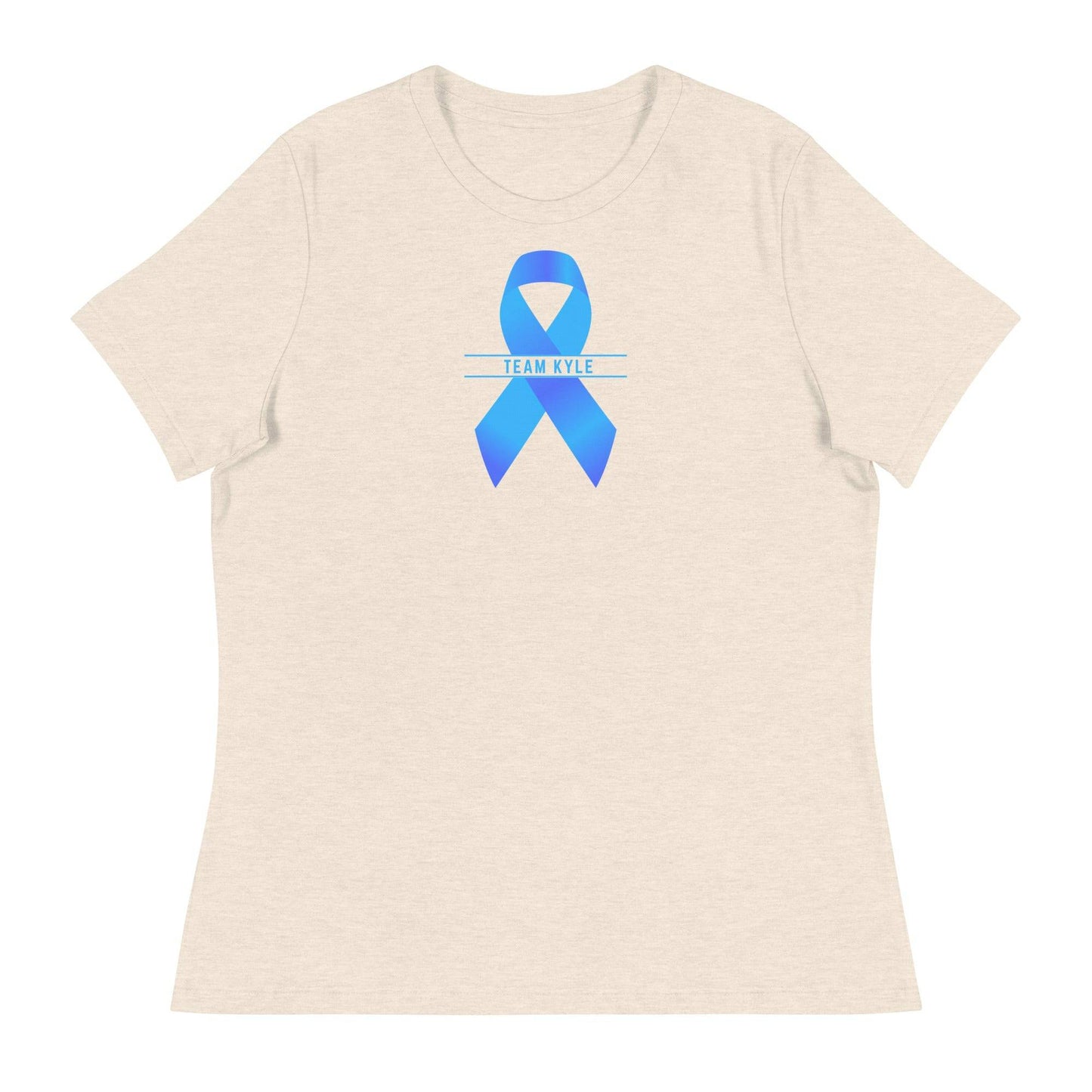 Customizable Cancer Ribbon Blue Womens Tee - JohnVsGBMHeather Prism NaturalS