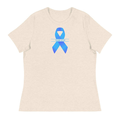 Customizable Cancer Ribbon Blue Womens Tee - JohnVsGBMHeather Prism NaturalS