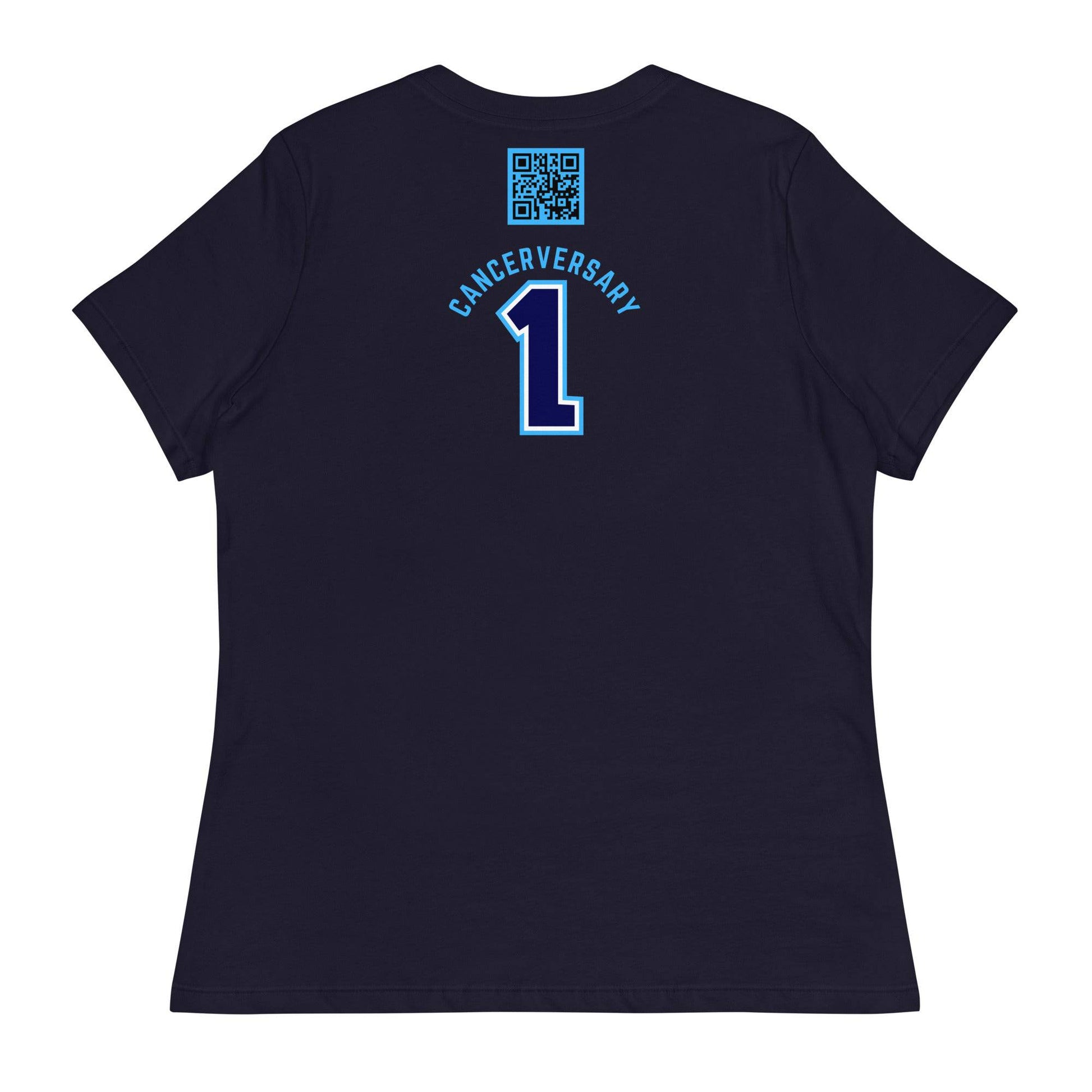 Customizable Cancer Ribbon Blue Womens Tee - JohnVsGBMNavyS