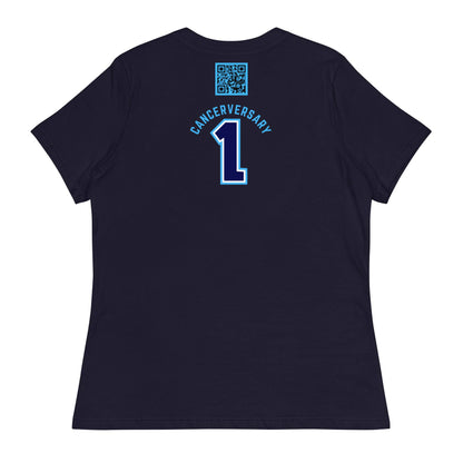 Customizable Cancer Ribbon Blue Womens Tee - JohnVsGBMNavyS