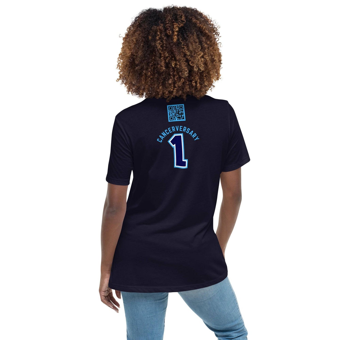 Customizable Cancer Ribbon Blue Womens Tee - JohnVsGBMNavyS