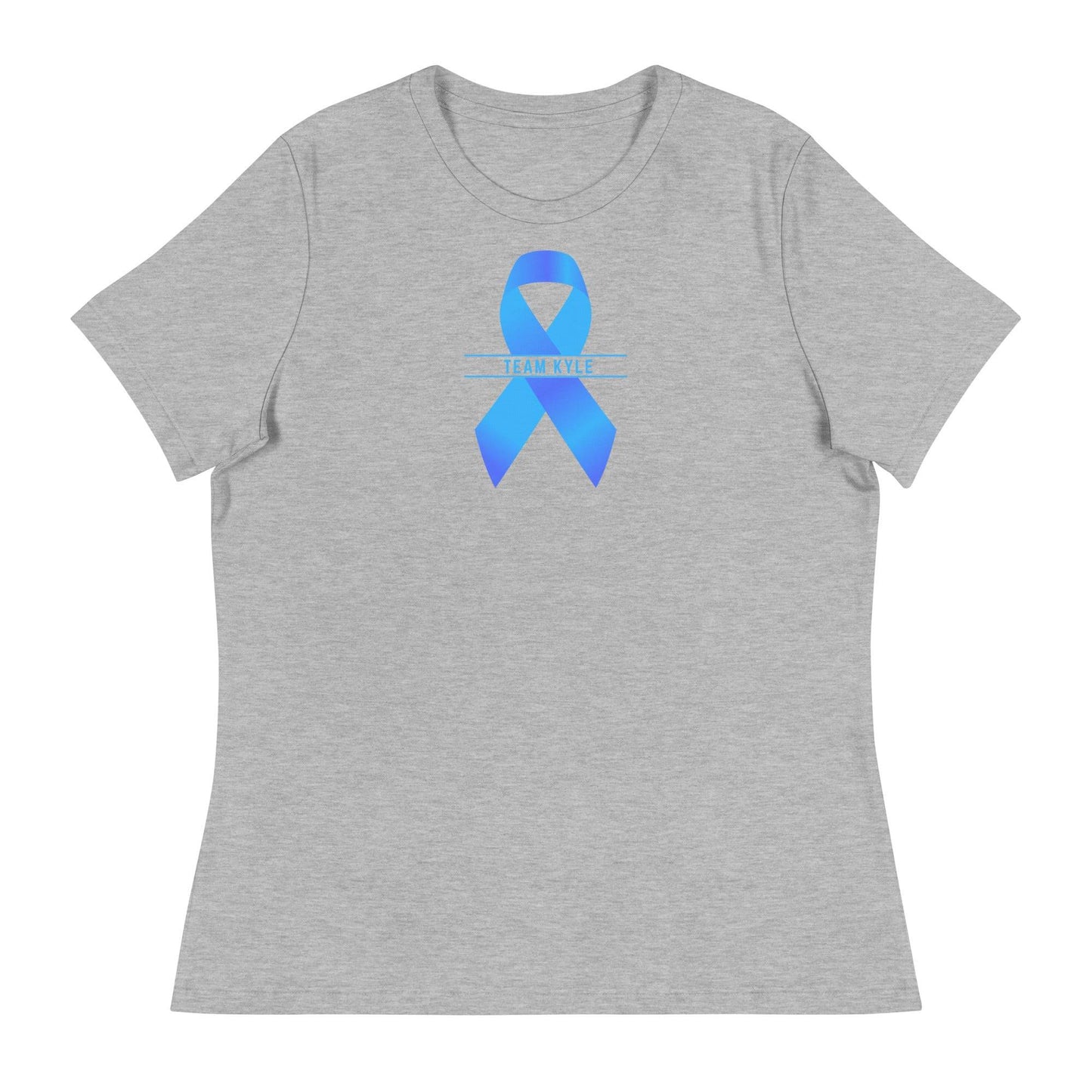 Customizable Cancer Ribbon Blue Womens Tee - JohnVsGBMAthletic HeatherS