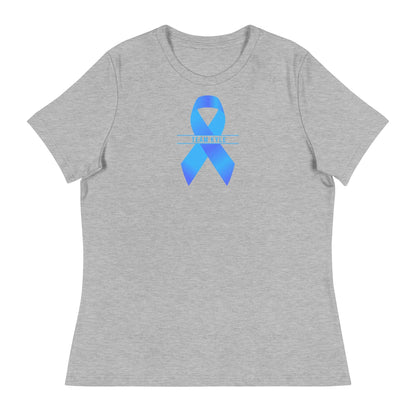 Customizable Cancer Ribbon Blue Womens Tee - JohnVsGBMAthletic HeatherS