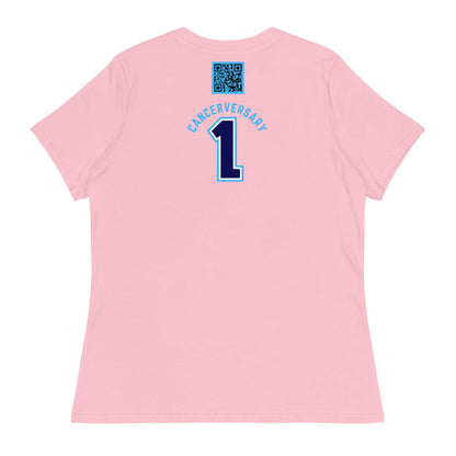 Customizable Cancer Ribbon Blue Womens Tee - JohnVsGBMPinkS