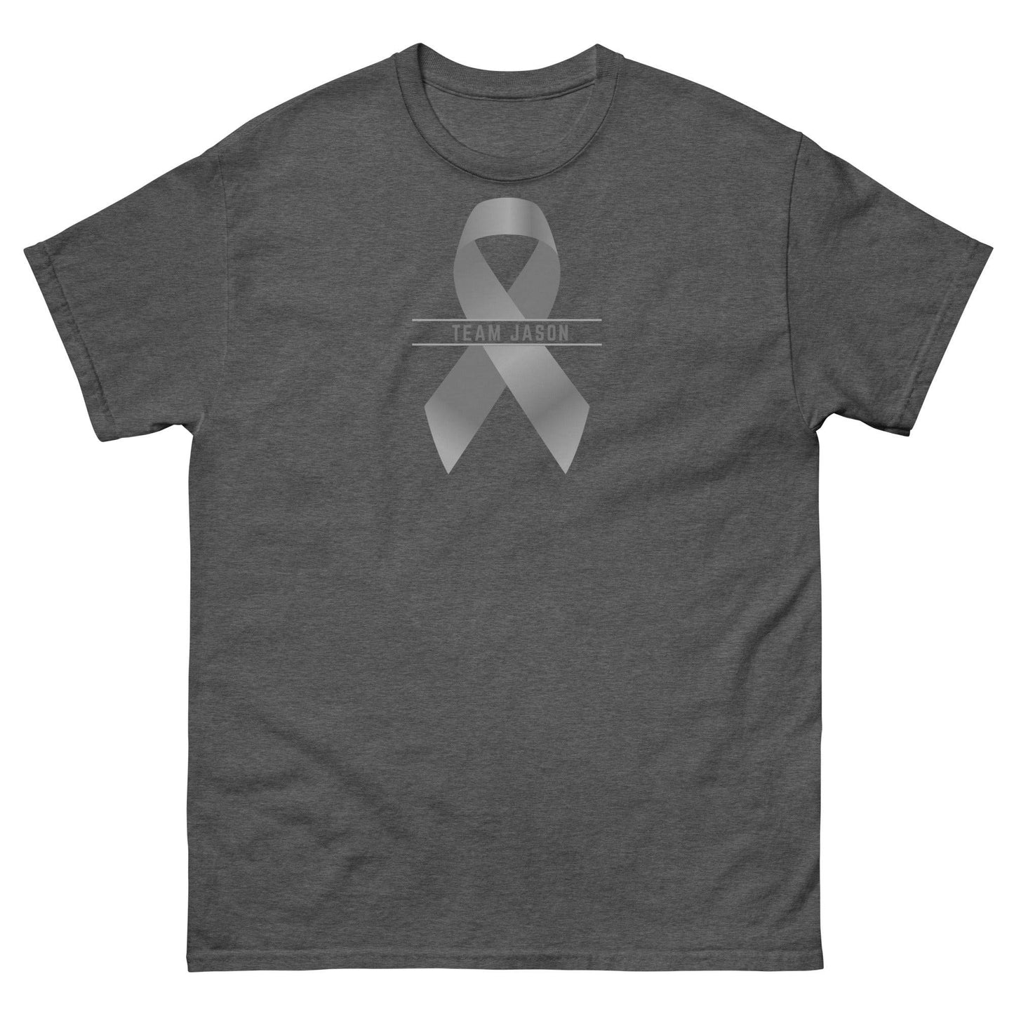 Customizable Cancer Ribbon Gray Tee - JohnVsGBMDark HeatherS