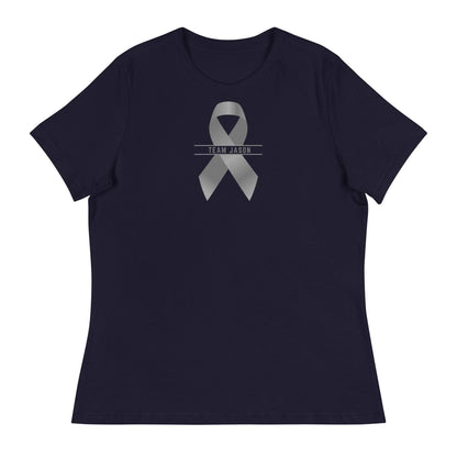 Customizable Cancer Ribbon Gray Womens Tee - JohnVsGBMNavyS