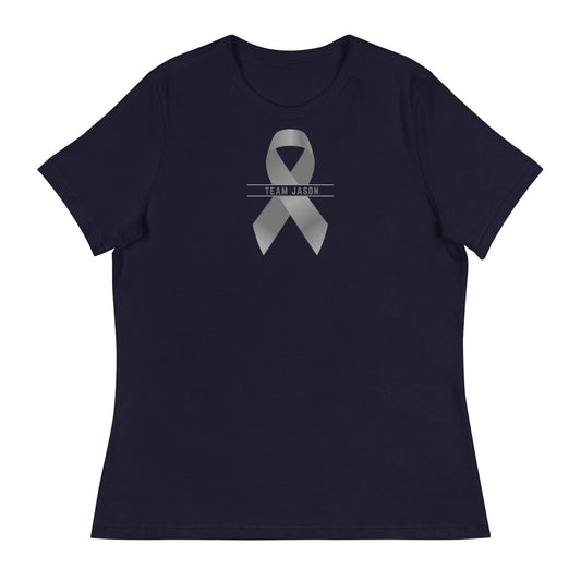 Customizable Cancer Ribbon Gray Womens Tee - JohnVsGBMNavyS