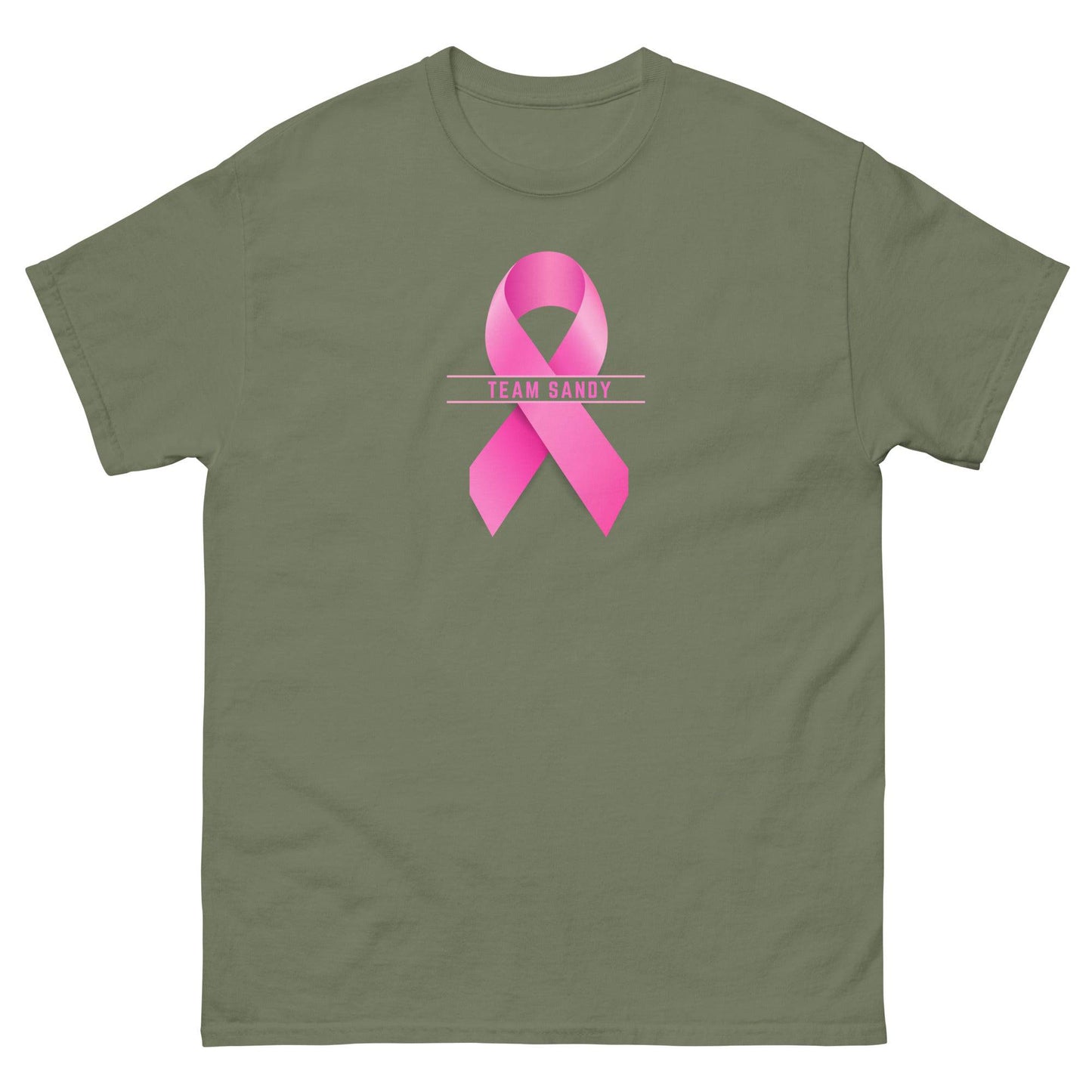 Customizable Cancer Ribbon Pink Tee - JohnVsGBMMilitary GreenS