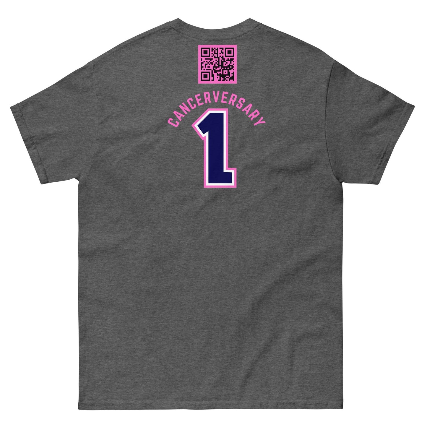 Customizable Cancer Ribbon Pink Tee - JohnVsGBMDark HeatherS