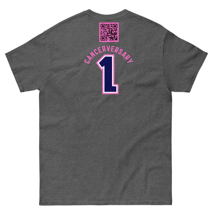 Customizable Cancer Ribbon Pink Tee - JohnVsGBMDark HeatherS