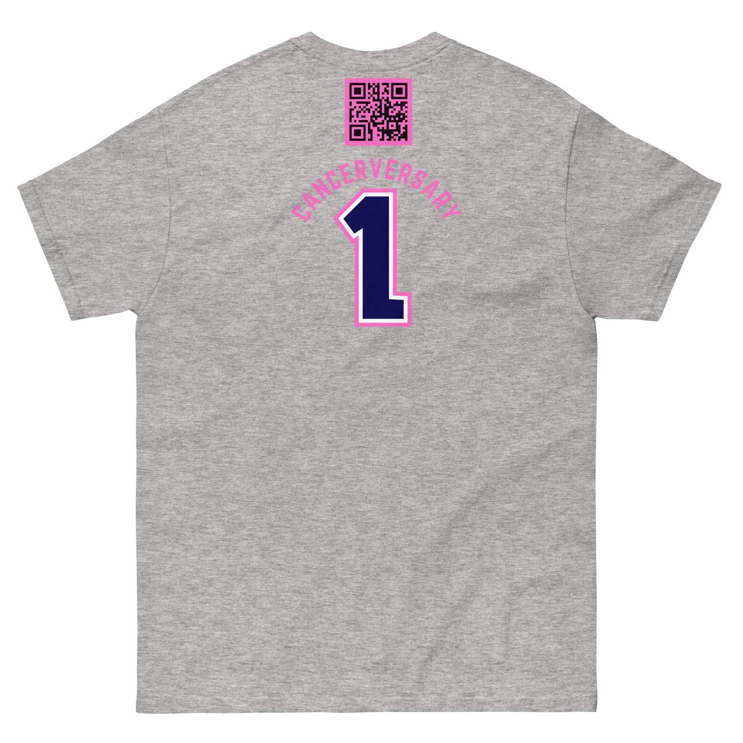 Customizable Cancer Ribbon Pink Tee - JohnVsGBMSport GreyS