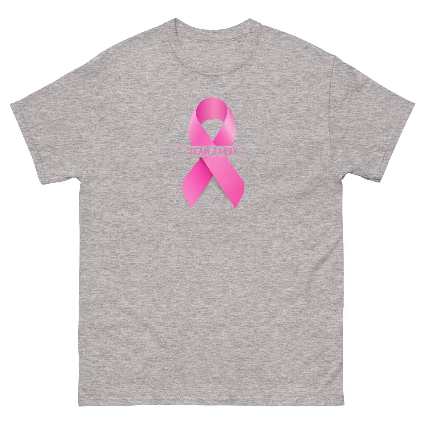 Customizable Cancer Ribbon Pink Tee - JohnVsGBMSport GreyS