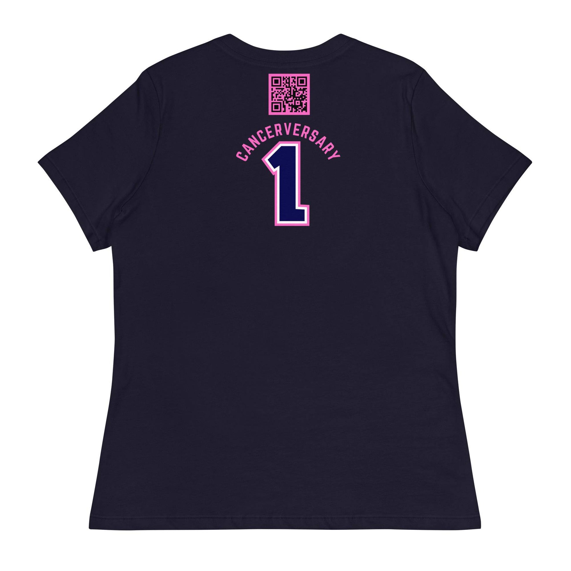 Customizable Cancer Ribbon Pink Womens Tee - JohnVsGBMNavyS