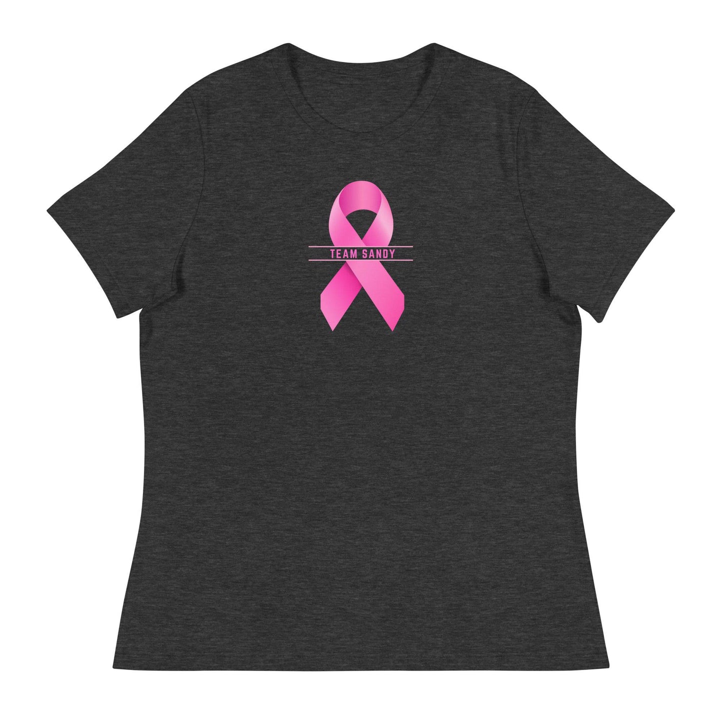 Customizable Cancer Ribbon Pink Womens Tee - JohnVsGBMDark Grey HeatherS