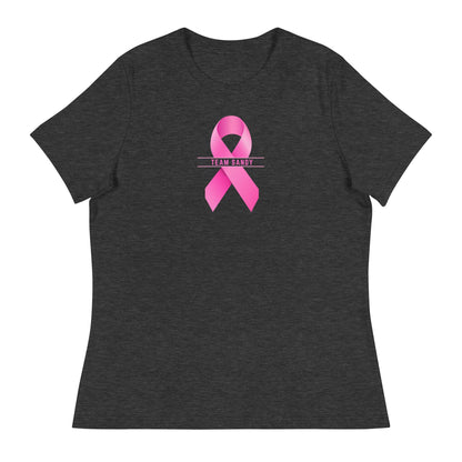 Customizable Cancer Ribbon Pink Womens Tee - JohnVsGBMDark Grey HeatherS