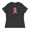 Customizable Cancer Ribbon Pink Womens Tee - JohnVsGBMDark Grey HeatherS