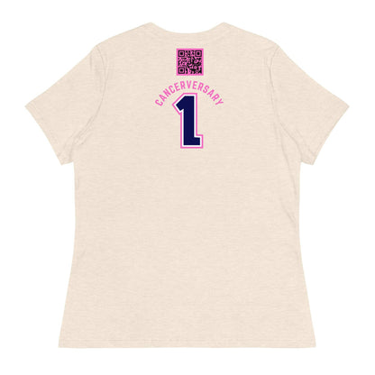 Customizable Cancer Ribbon Pink Womens Tee - JohnVsGBMHeather Prism NaturalS