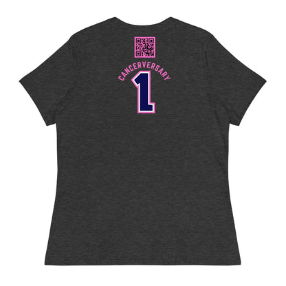 Customizable Cancer Ribbon Pink Womens Tee - JohnVsGBMDark Grey HeatherS