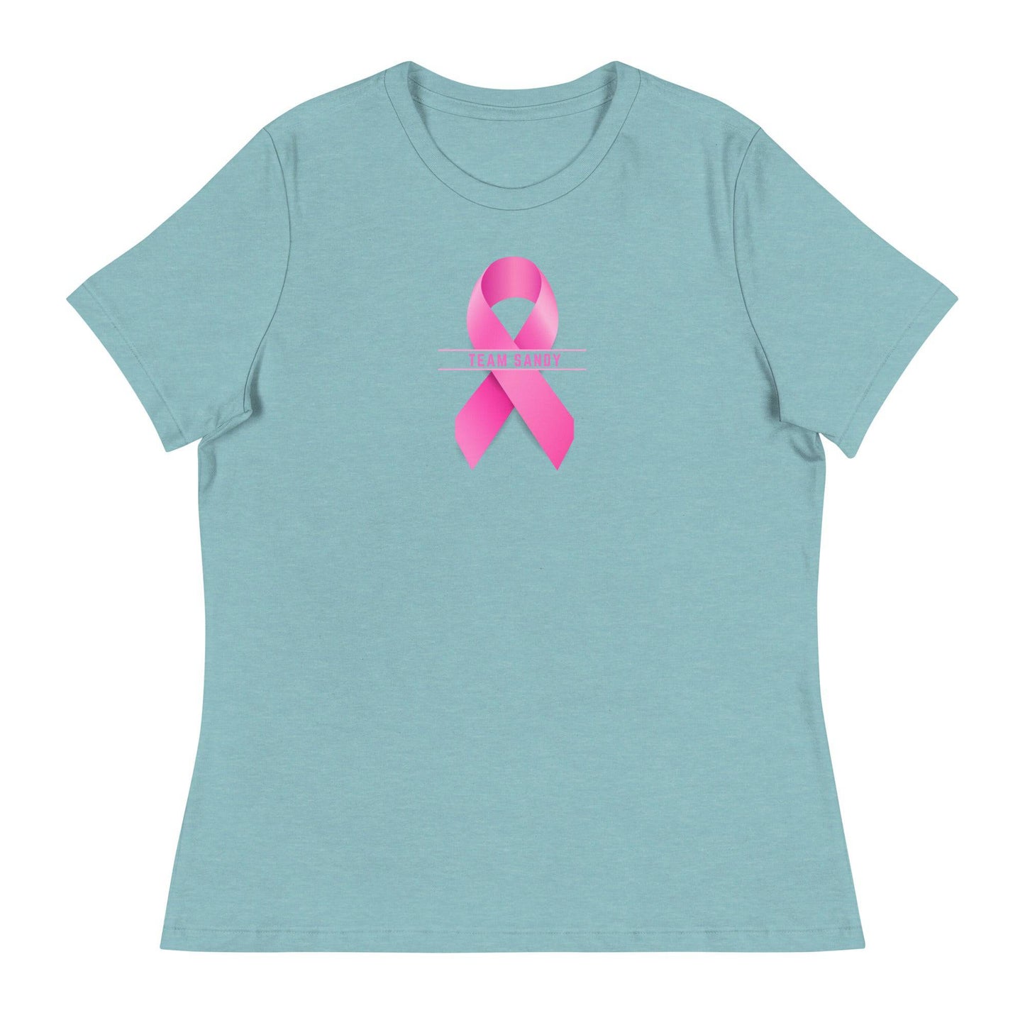 Customizable Cancer Ribbon Pink Womens Tee - JohnVsGBMHeather Blue LagoonS