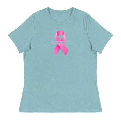 Customizable Cancer Ribbon Pink Womens Tee - JohnVsGBMHeather Blue LagoonS