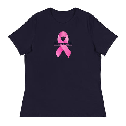 Customizable Cancer Ribbon Pink Womens Tee - JohnVsGBMNavyS