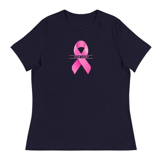 Customizable Cancer Ribbon Pink Womens Tee - JohnVsGBMNavyS