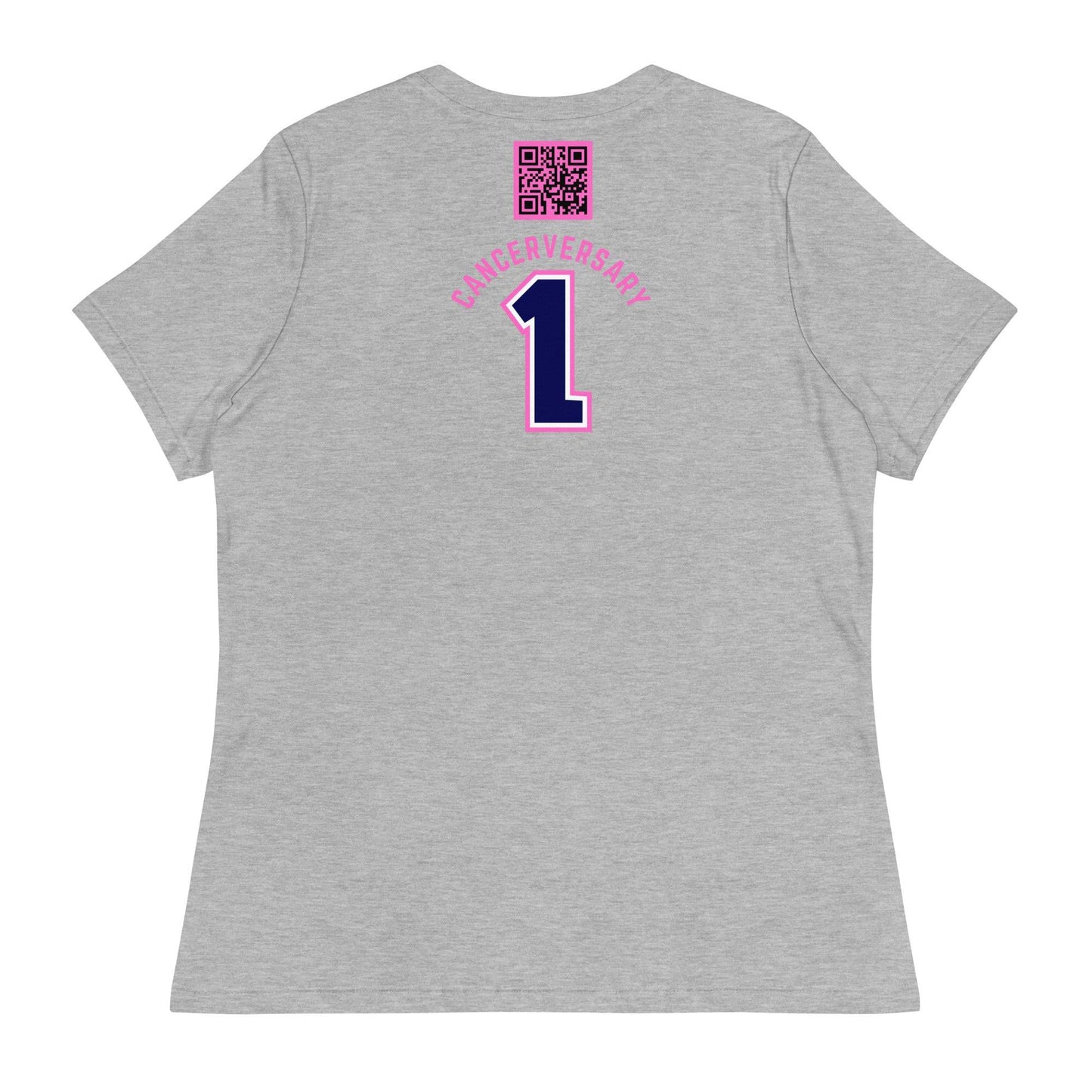 Customizable Cancer Ribbon Pink Womens Tee - JohnVsGBMAthletic HeatherS