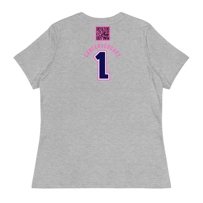 Customizable Cancer Ribbon Pink Womens Tee - JohnVsGBMAthletic HeatherS