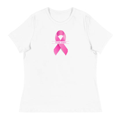 Customizable Cancer Ribbon Pink Womens Tee - JohnVsGBMWhiteS