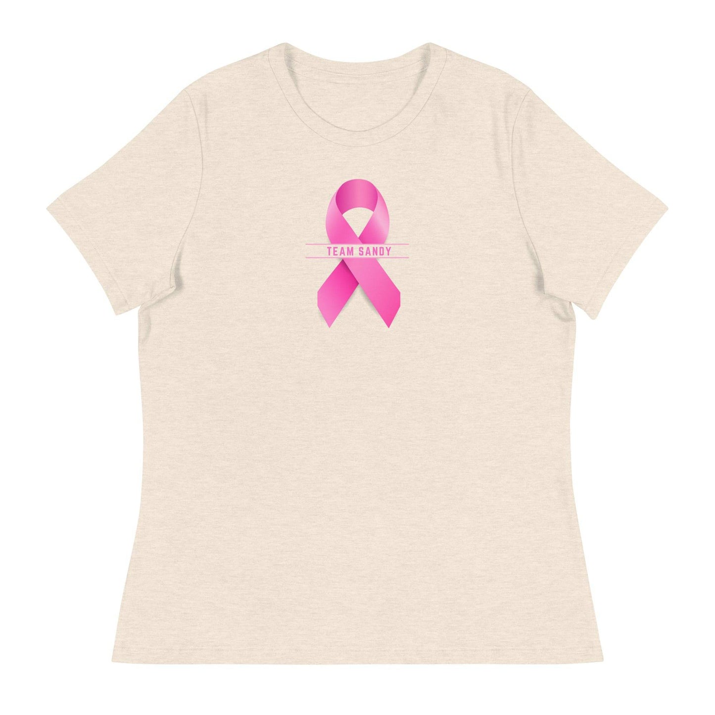 Customizable Cancer Ribbon Pink Womens Tee - JohnVsGBMHeather Prism NaturalS