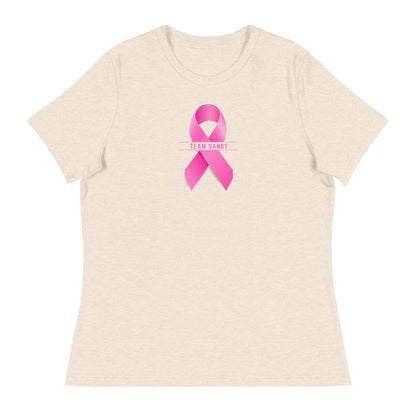 Customizable Cancer Ribbon Pink Womens Tee - JohnVsGBMHeather Prism NaturalS