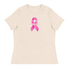 Customizable Cancer Ribbon Pink Womens Tee - JohnVsGBMHeather Prism NaturalS