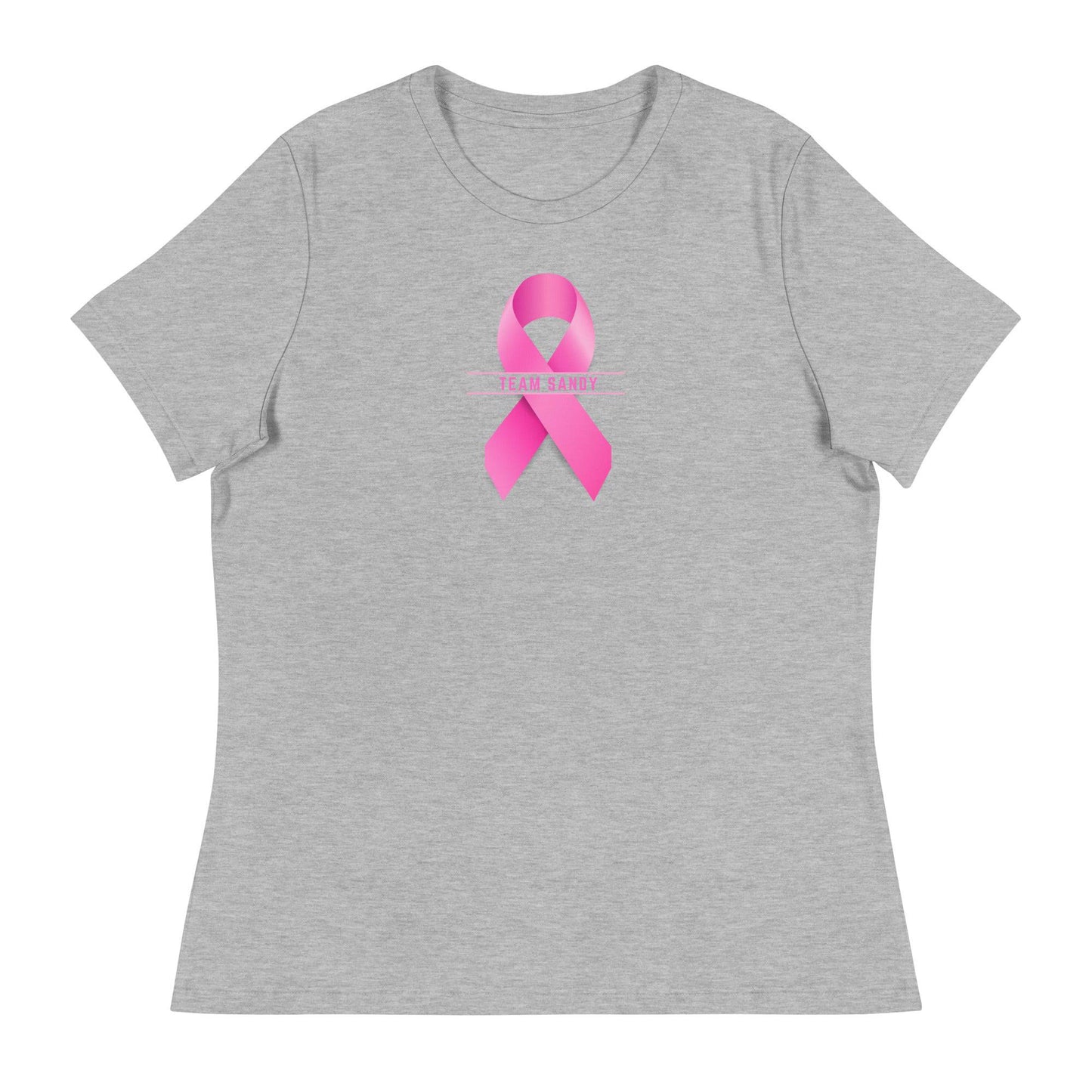 Customizable Cancer Ribbon Pink Womens Tee - JohnVsGBMAthletic HeatherS